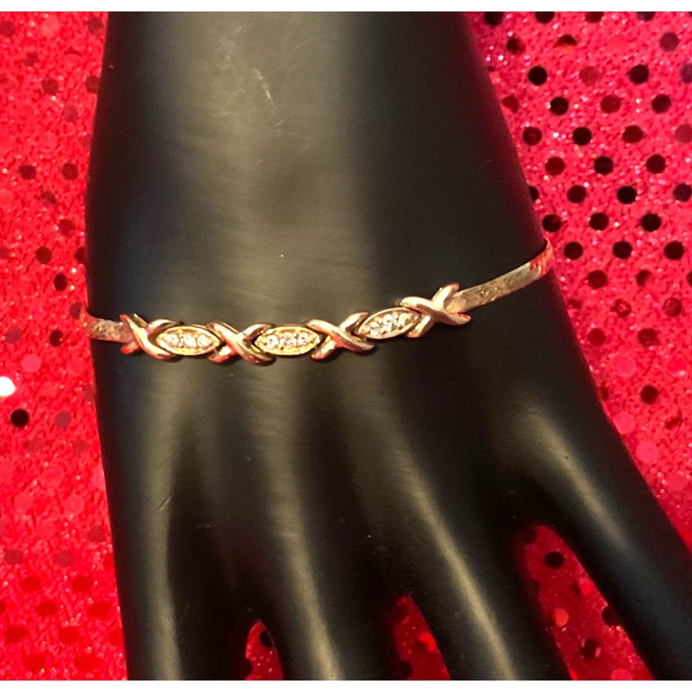 Vintage 14k GOLD .20 NATURAL DIAMONDS HERRINGBONE BRACELET 1990 Appraisal ITALY